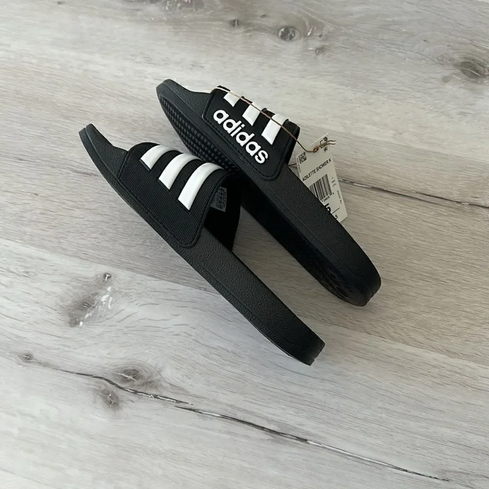 Adidas Adilette Shower K Black/White NWT IN BOX